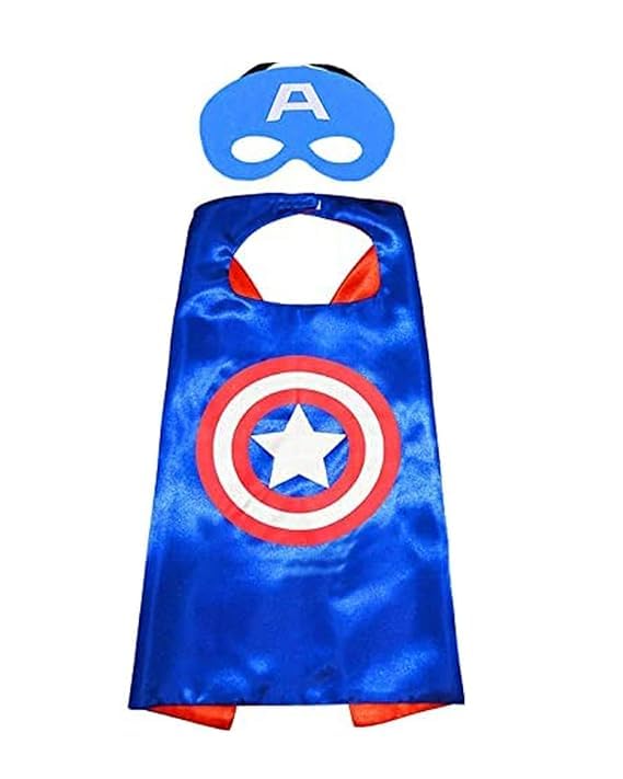 Image of Superhero dress for kids boy | mask shield + cape super hero costume function party fancy dress (2-8 years olds kids