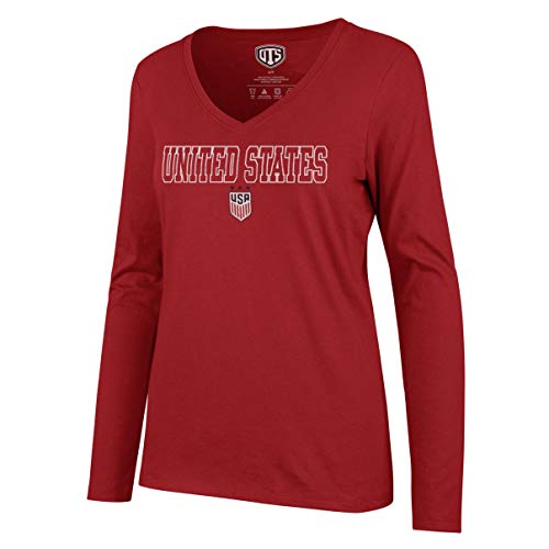 OTS World Cup Soccer U.S. Women's Soccer Team Women's Rival Long Sleeve Tee, Distressed Hollow, Large