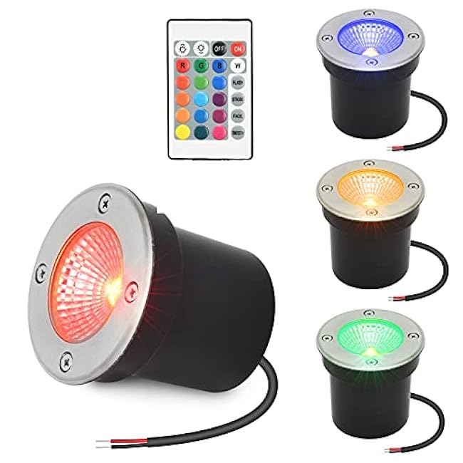 Low Voltage In-ground Light LED Well Lights Color Change Landscape Lighting 3W 12V Outdoor Landscape Light RGB Waterproof IP67 Pathway Driveway Fence Garden Lights (Multi-Colored)