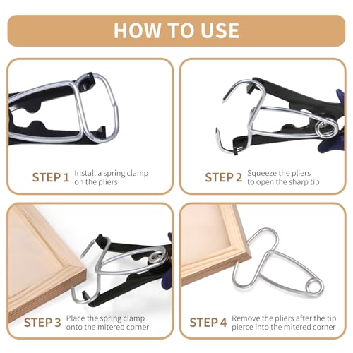 Image of PLANEKO 10PCS Miter Spring Clamps Kit for Wood Trim Picture Frames Molding