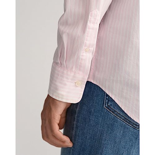Gant Reg Poplin Stripe Shirt, Camicia Elegante Uomo, Rosso ( Light Pink ), L - 5