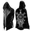 Generisch Hoodie Men's Medieval Viking Hoodie Ninja Hoodie Medieval Nordic Myth Medium Length Cardigan with Hood Gothic Motorcycle Jacket Carnival Halloween Skull Jacket, M Black, XL #4