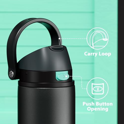 Image of 24 oz Insulated Water Bottle for Sports: Meoky Stainless Steel Water Bottle with 2-in-1 Straw and Spout Lid - Leak Proof, Cold for 24 Hours, Fits in Car Cup Holder, BPA-Free for Travel Gym, Foggy Tide