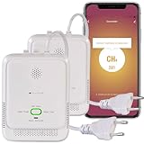 VisorTech Elesion Gasmelder: 2er-Set Smarter Multi-Gasmelder für haushaltsübliche Gase, WLAN, App (Erdgas Melder WLAN, Gasleckdetektor, CO)
