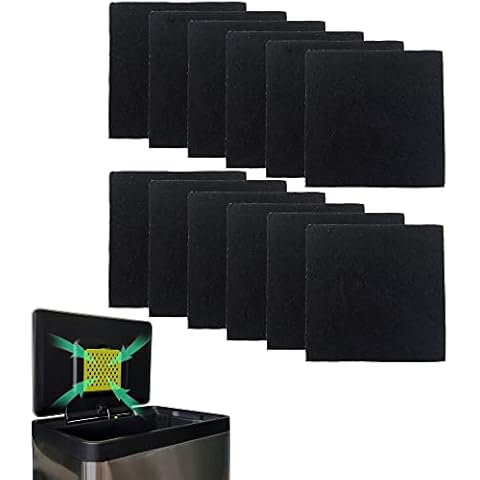 12-Pack Trash Can Odor Absorbing Filter Refills for EKO Trash Cans with Built-in Filter Compartment, Activated Charcoal Deodorizer Compatible with EKO Step and Motion Sensor Trash Cans Cover