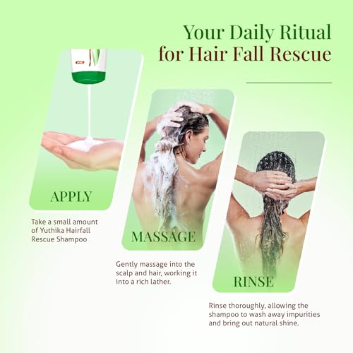 Image of Yuthika Hairfall Rescue Shampoo Pack of 2 (180ml Each) | Nourishing Shampoo for Weak & Falling Hair | Enriched with Argan Oil & Amaryllis Extract | Suitable for Men & Women