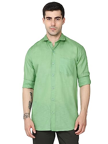 Miraan Men's Linen Cotton Long Sleeve Casual Regular Fit Shirt (S...