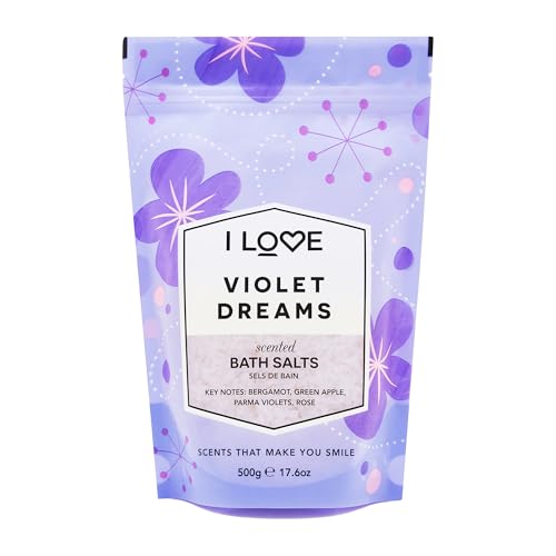I LOVE Signature Violet Dream Bath Salts – Entspannendes Badesalz – Blumiger Veilchen-Duft – Wellness zu Hause 500g