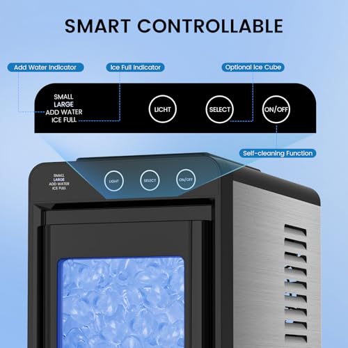 Image of COWSAR Ice Maker Countertop, Portable Ice Machine with Self-Cleaning, 26Lbs /24Hrs, 8 Bullet Ice in 6 Mins with 2 Sizes, Scoop & Basket, Quiet Compact Ice Makers Countertop for Home /Kitchen /Camping