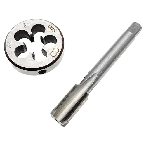 1/2-36 Tap and Die Set RH 1/2-36 Thread Tap Die Threading Milling Right Hand, 1/2X36 Thread Tap Round Die Set RH 1/2 X 36 Tap Die Straight Fluted Machine Threading Tool Hand