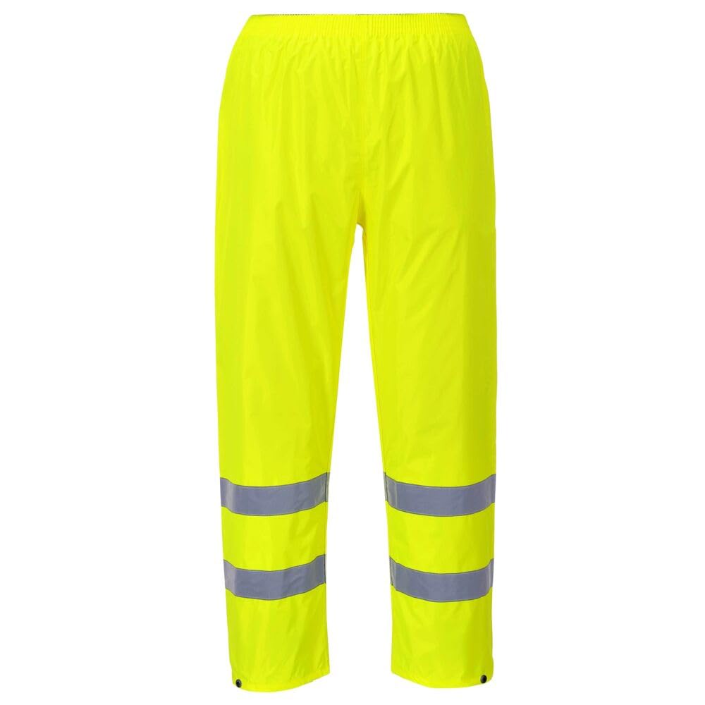 Portwest H441 Waterproof Hi Vis Reflective Safety Rain Pants Lightweight Waterproof Elasticated Waistband Over Work Trousers Mens Workwear Yellow, 6X-Large
