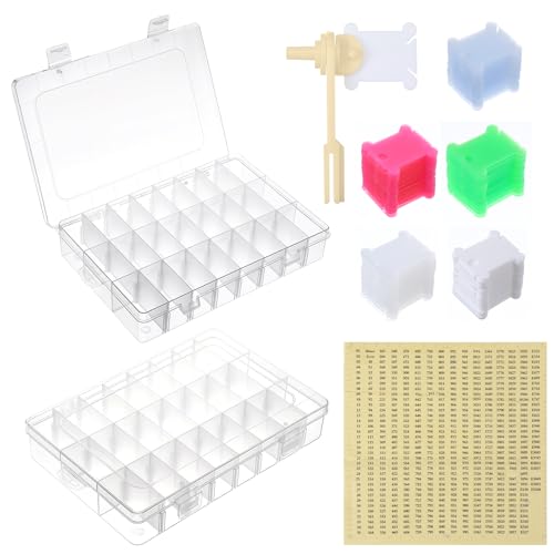 2 Pack Embroidery Floss Organizer with 24-Grid Detachable Boxes, ...
