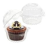 Slomg 100 Pack Plastic Cupcake Containers with Dome Lids, Disposable Individual Clear Cupcake Boxes Holders Carrier, Single to Go Cake Packaging Muffin Containers for Dessert Donut Salad Wedding Party