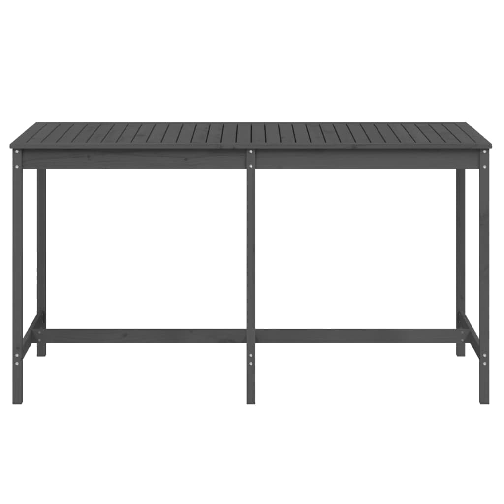 Klasyczny stół ogrodowy z litego drewna sosnowego, szary, 203,5 x 90 x 110 cm, stabilna rama drewniana, wytrzymały blat stołu na napoje i przekąski, idealny na taras, do ogrodu lub balkonu.