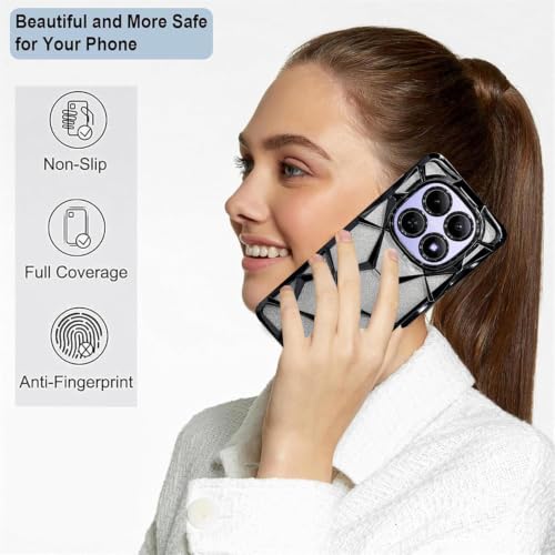 Image of VONZEE Gradient Glitter Case for Redmi Note 15, Luxury Electroplated 3D Cube, Diamond Bling Shiny Soft TPU Clear Shockproof Women Girls Protective Phone Cover (Black)