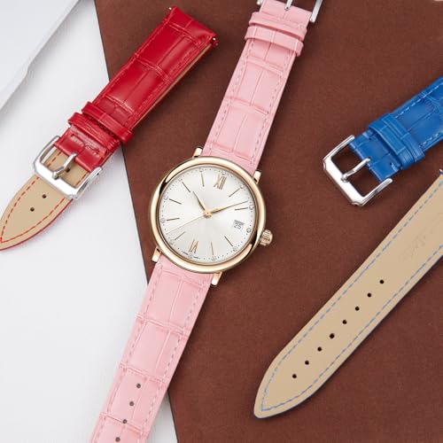 Image of BINLUN Genuine Leather Watch Bands Women Men Quick Release Leather Watch Straps Replacement with 12 Colors Option (10mm, 12mm, 14mm, 15mm, 16mm, 17mm, 18mm, 19mm, 20mm, 21mm, 22mm, 23mm)