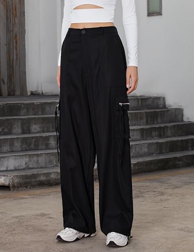 BMJL Womens Cargo Pants High Waisted Parachute Pants Y2k Baggy Wide Leg Streetwear with Pockets2