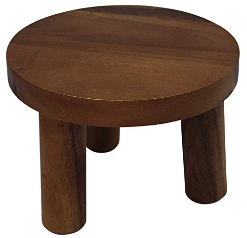 Macizo Acacia Madera Buffet Soporte Comida Expositor 20cm Diámetro 15cm Altura