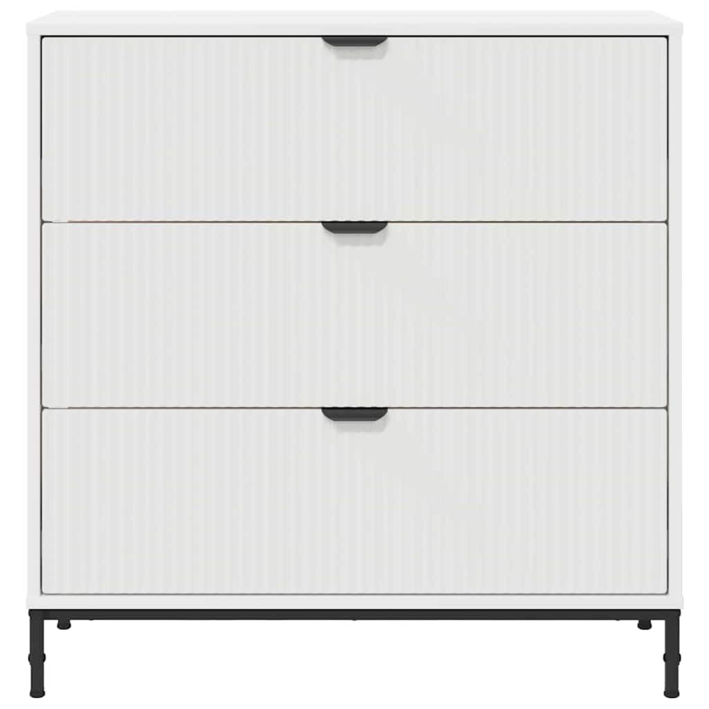 Credenza bianca 79,5 x 33 x 82 cm comò con 3 cassetti in legno