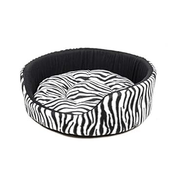 Petslover Foam Filled Round Shape Reversable Dual Zebra Print Color Ultra Soft Ethnic Designer (Export Quality) Bed with Cusion Pillow for Dog/Cat- Large