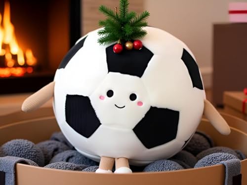 Image of Ryttir 11 Inch Creative 3D Simulation Soccer Pillow,Fluffy Cars Pillow Football Toy Outdoor Cushions for Ball Owners,Cuddle Companion for Age 0+(Birthday Gender Neutral Gift)