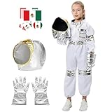 Disfraz de Astronauta para Niños, Disfraz de Navidad del Universo, Traje De Astronauta con Dos Pegatinas para Cara(S)