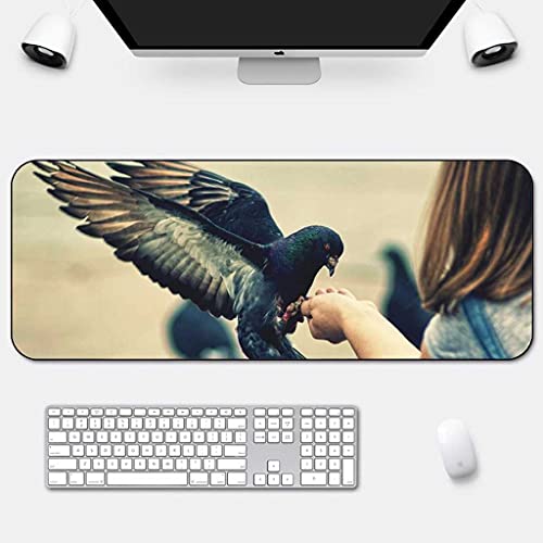 Tapis de souris gaming XXL 1000x500 mm avec motif oiseau animal noir