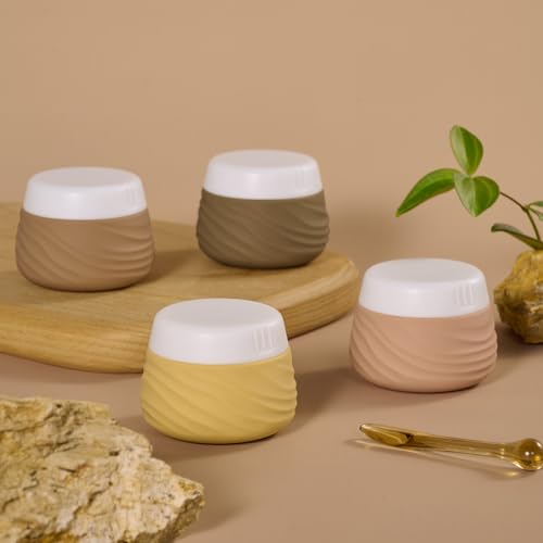 Eternal Moment Travel Containers for Toiletries, Silicone Jar with Lid, TSA Approved Travel Size Bottles with Clear Bag, Leak-proof Traveling Accessories Cosmetic for Lotion Face Body Cream (4 Pack)3