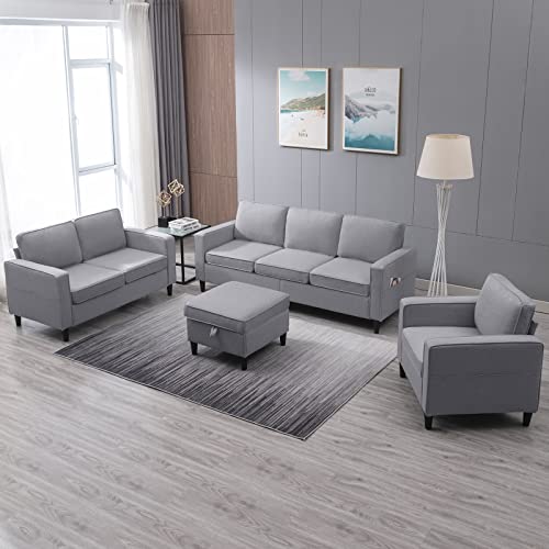 BALUS 78" 4 Piece Living Room Sofa Set, 3 Seater