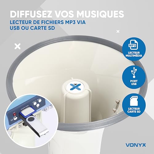 Vonyx MEG065 Mégaphone Professionnel 65W Batterie Portée 1,2 km – vue 8