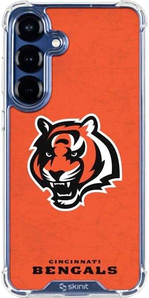 Skinit Clear Phone Case Compatible with Galaxy S25 - Officially Licensed NFL Cincinnati Bengals Black & White Design