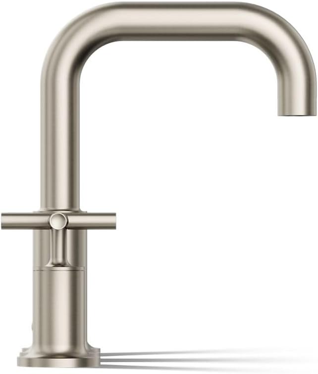 Kohler T14428-3-BN Purist Deck-Mount High-Flow Bath Faucet Trim with Cross Handles, Valve Not Included, Vibrant Brushed Nickel