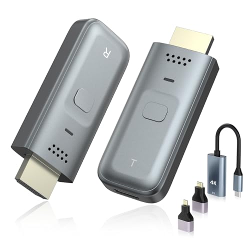 Ankilo Wireless HDMI Transmitter and Receiver, Wireless HDMI with Adapter, 4K Decode Transmit to 1080P Output, 2.4G/5G Plug & Play, 100FT for Streaming Video Laptop/Pc/Tv Box