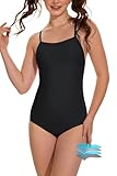 Beautikini Period Swimwear - One Piece Bathing Suit Menstrual Leakproof Swimsuit for Teen Girls and Women Black Large
