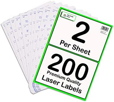 [200 Labels] Self Adhesive White Sticky Printer Labels for A4 Printer 2 per Sheet | A5 Sticky Printer 2 per A4 Sheet Address Labels | Laser Printer Labels 2 per Sheet for All Types of A4 Printer