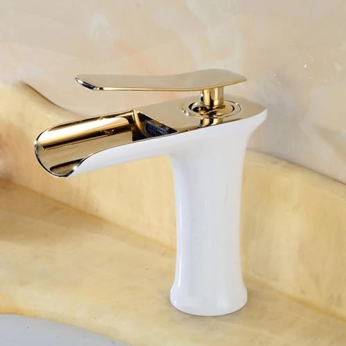 Mitigeur de salle de bain cascade à poignée unique robinet or court