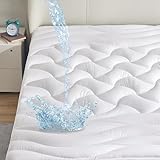 SLEEP ZONE Waterproof Mattress Pad Queen, Breathable Mattress Topper Quilted Fitted Cover Protector with Deep Pockets fits 8-21 inch, White
