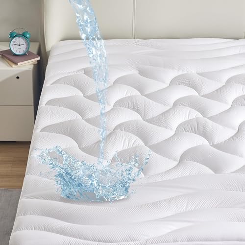 SLEEP ZONE Waterproof Mattress Pad Queen, Breathable Mattress Topper Quilted