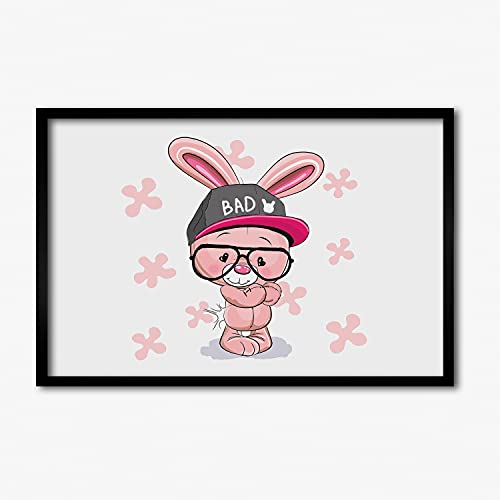 Cadre lapin dans un chapeau pour chambre d'enfant tableau 60x40