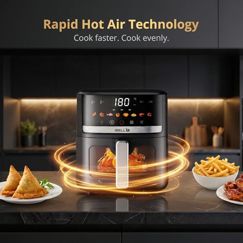 Image of IBELL AERO FRY 550 Digital Air Fryer 5.5L, 1350W | Oil-Free Cooking | Touch Control Panel | Adjustable Temperature | Multi-Function Fry, Bake, Grill & Roast | Large Family Size | Black