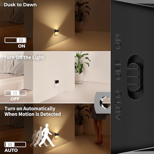 DORESshop LED Night Light[4 Pack], Night Lights Plug into Wall, 3 Mode Plug in Night Light with Motion Sensor, Dusk to Dawn Sensor, Nightlights for Adults, Bedroom, Bathroom, Hallway — view 3