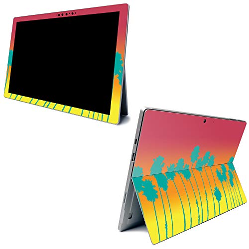 Image of MightySkins Carbon Fiber Skin for Microsoft Surface Pro 7 - Sherbet Palms | Textured Carbon Fiber Finish | Easy to Apply, Remove, and Change Styles | Made in The USA