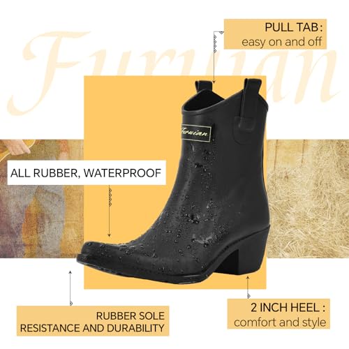 Furuian Women's Rain Boots Chelsea Rain Boots Western Boots Waterproof Garden Shoes Ankle Rain Shoes for hunting, gardening, working, farming4