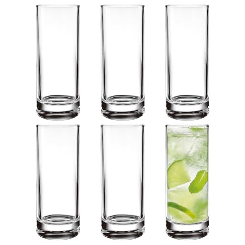 Genérico Vasos de Cocina,Vasos Altos 290ml - Juego de 6 Unidades Reutilizables para Agua Whisky Cerveza Vino Bebidas Frías Terraza Piscina Hogar