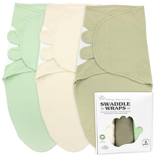 Image of Bublo Baby Swaddles for Newborns – 3-Pack Infant Swaddles 3-6 Months – Adjustable Swaddle Sleep Sack – Soft Organic Cotton Baby Wrap for Safe & Cozy Sleep (Pastel Green)