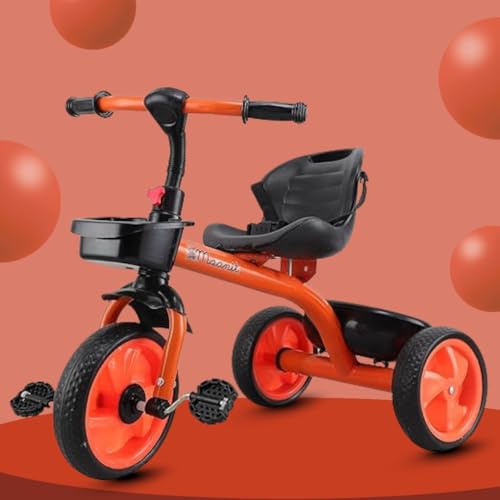 Image of Maanit Kids Tricycle with Rear & Front Basket | Comfortable Cushioned Seat with Safety Belt | Baby Trike for Boys & Girls Ages 2 to 4 Years | Sturdy & Safe Tricycle
