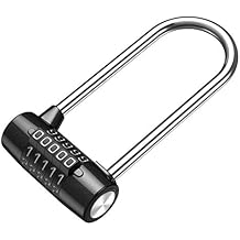 KeeKit 5 Digit Combination Padlock, 4.65 Inch Long Shackle Resettable Padlock, Lengthened Gym Lock Waterproof for School, Employee, Gym & Sports Locker, Gate, Case, Toolbox, Fence - Black