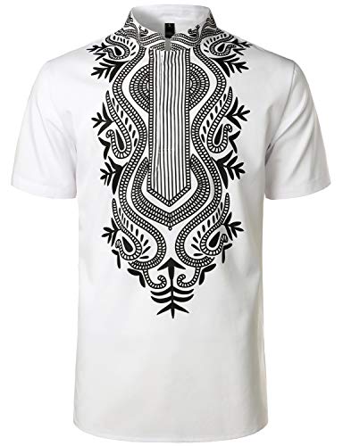 LucMatton Chemise à manches courtes avec boutons cachés pour homme - Blanc - Taille XL Cover