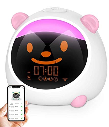 Mit Schlummerfunktion Reisewecker, Digital Wecker, Kinder Schlafen Trainer 7-Farbiges Nachtlicht, 5 Helligkeitsstufen, Kultivierung des