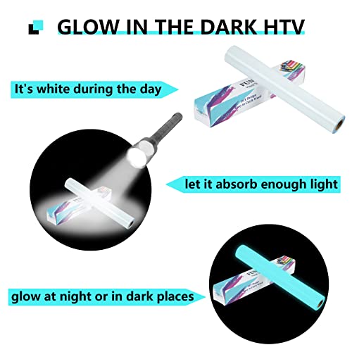 Glow In Dark Htv Heat Transfer Vinyl Rolls - 12 Inches X 10 Feet Funkaka Htv Vinyl, Luminous Blue Iron On Vinyl For Cricut & Silhouette Cameo - Easy To Cut & Weed For Heat Vinyl Design (Blue) #TOP1